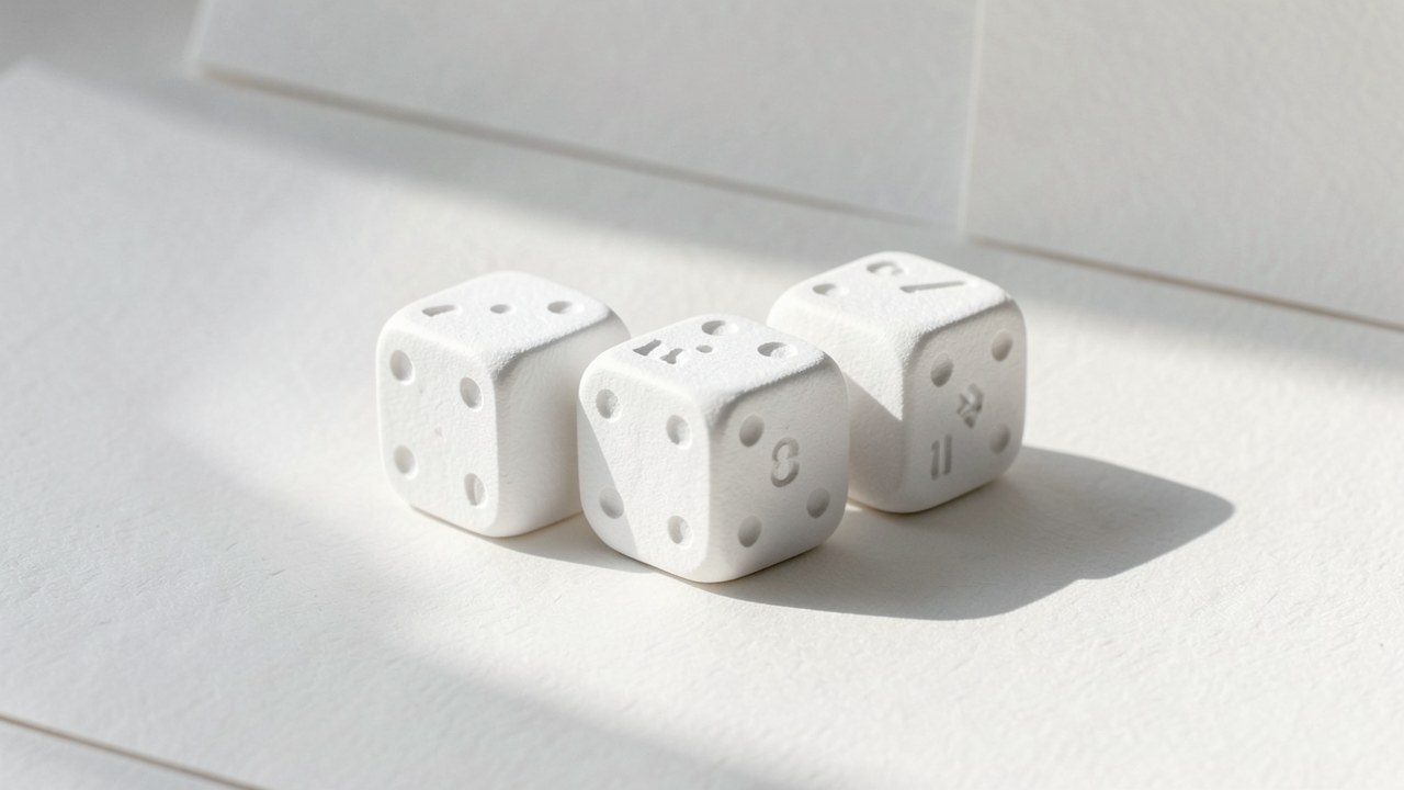 A group of three identical dice showing different numbers, symbolizing averages and variability in rates.